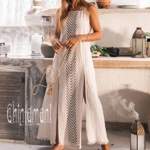 Chintamani Alchemy Organic Cotton Long Dress with Side Slit / Grey Small